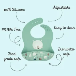 Bavaglino con tasca in silicone - Orso Munchy