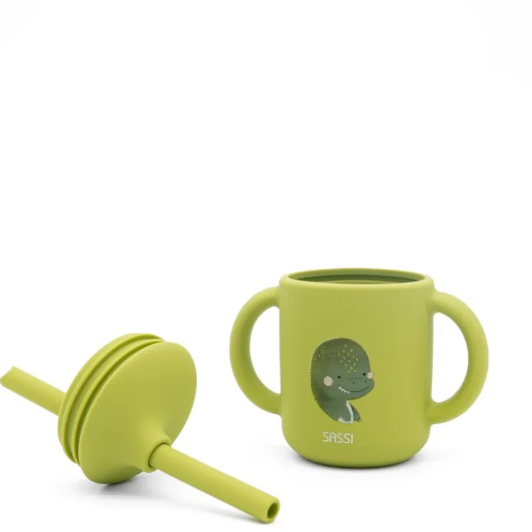Bicchiere con cannuccia in silicone - Dinosauro Cracky