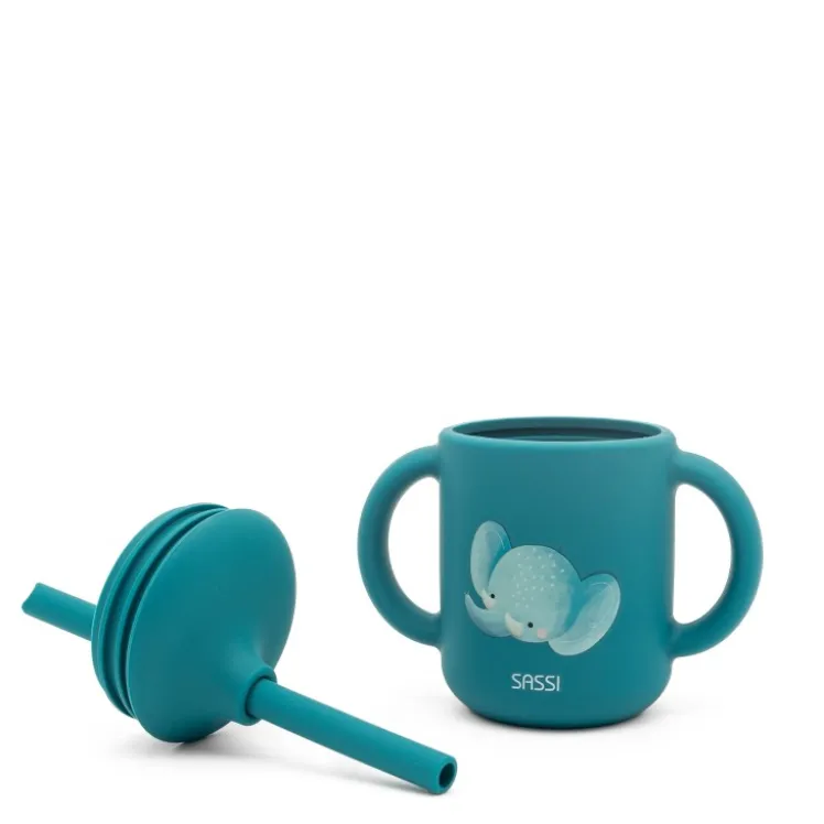 Bicchiere con cannuccia in silicone - Elefante Chewy
