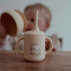 Bicchiere con cannuccia in silicone - Bradipo Gnawy