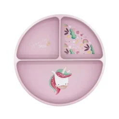 Piatto con ventosa in silicone - Unicorno Sparkly