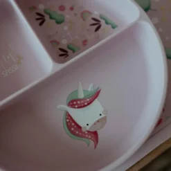 Piatto con ventosa in silicone - Unicorno Sparkly