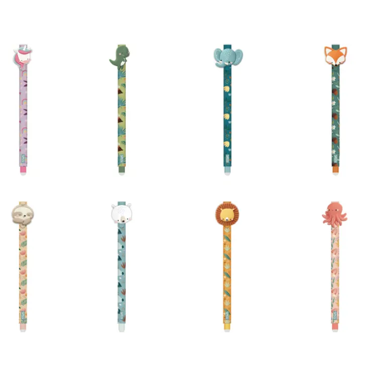 Set Penne Gel Cancellabili – Dinosauro, Unicorno e Leone