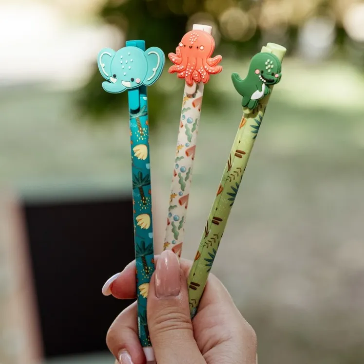 Set Penne Gel Cancellabili – Elefante, Dinosauro e Polpo