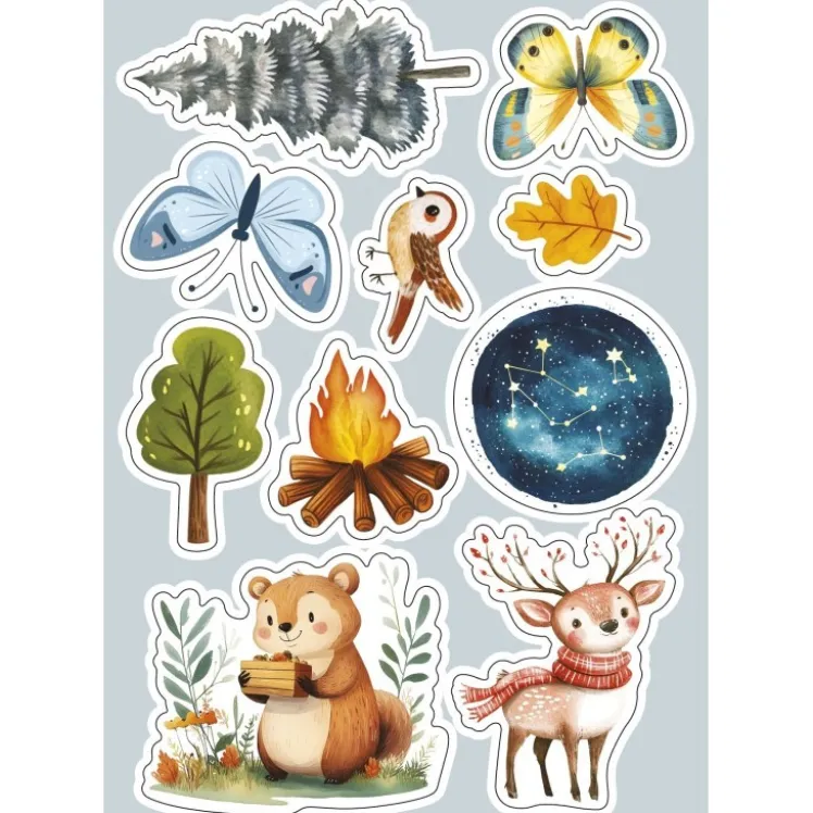 Sticker e attività. Il campeggio