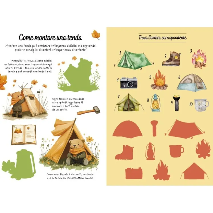 Sticker e attività. Il campeggio