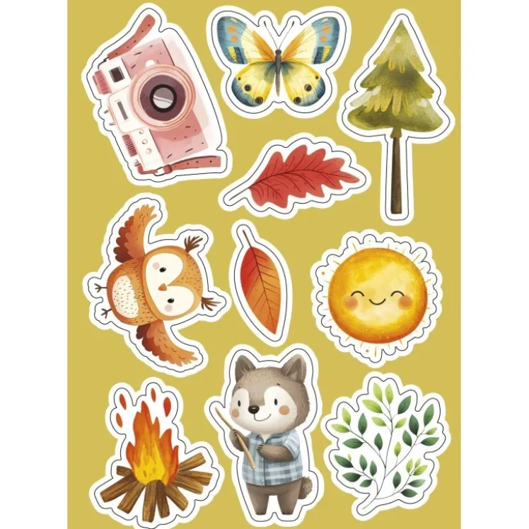 Sticker e attività. Il campeggio