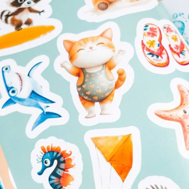 Sticker e attività. Vacanze al mare