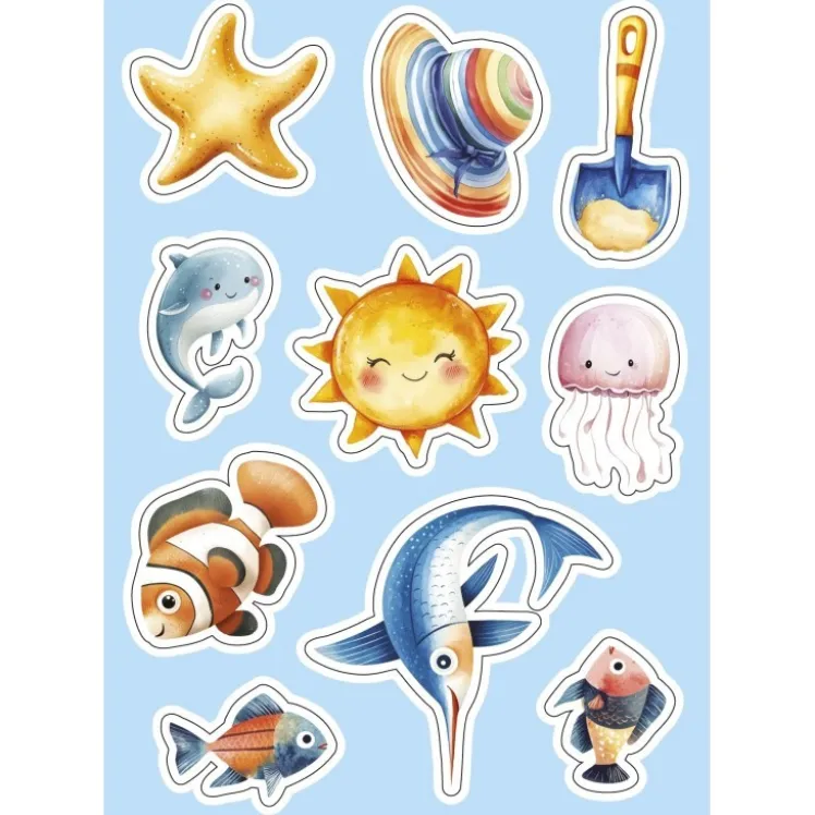 Sticker e attività. Vacanze al mare